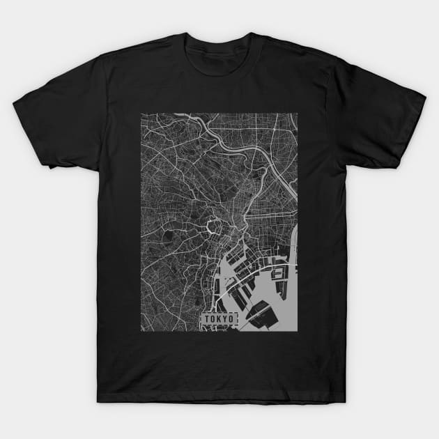 Tokyo black and white map T-Shirt by Trashy_design